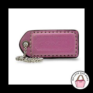2" VINTAGE Y2K COACH Barbie Pink Leather Nickel Fob Bag Charm Keychain Hang Tag